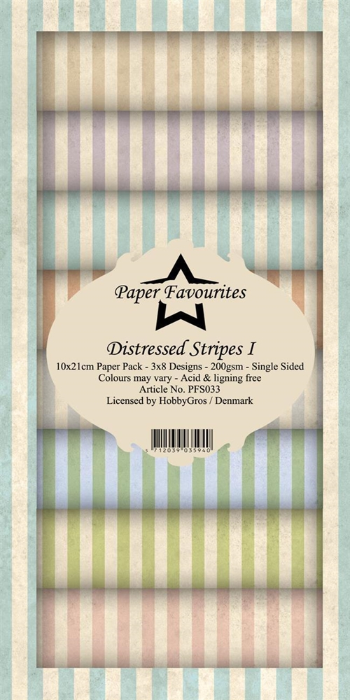 Paper Favourites slim card Distressed Stripes 1 10x21cm 3x8 design 200g